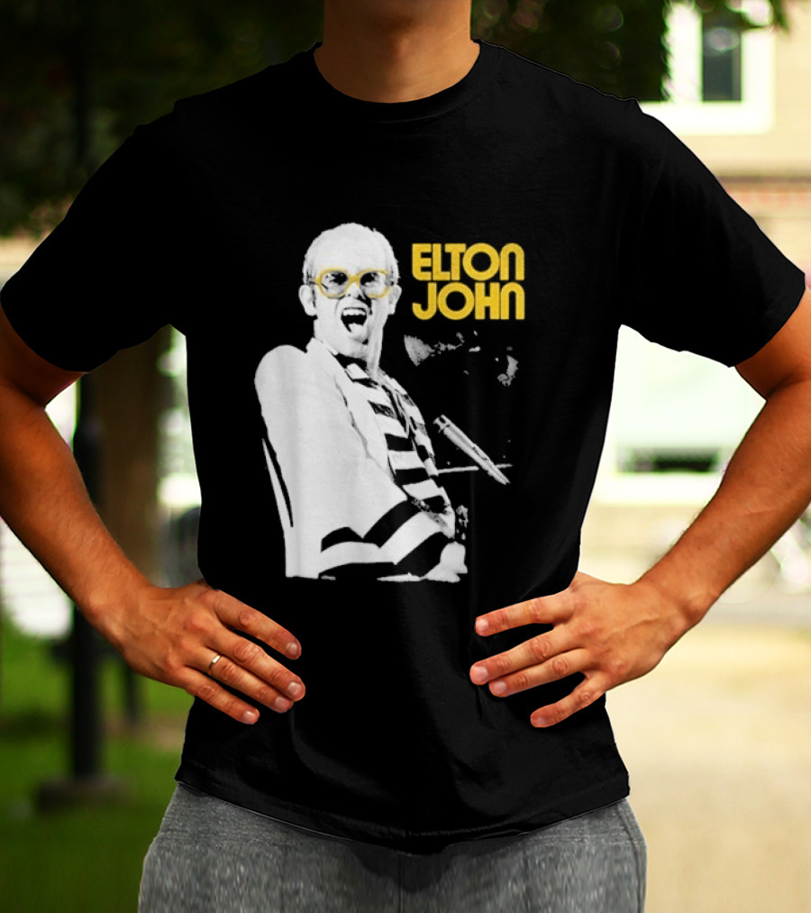 Elton John Classic Concert Series Iconic Glasses And Microphone T-Shirt