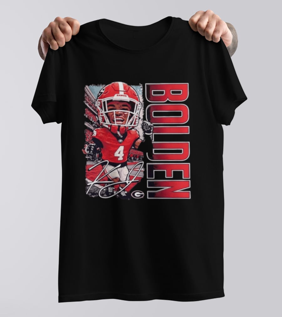 Georgia Bulldogs Football KJ Bolden No 4 Bobble Head Caricature T-Shirt