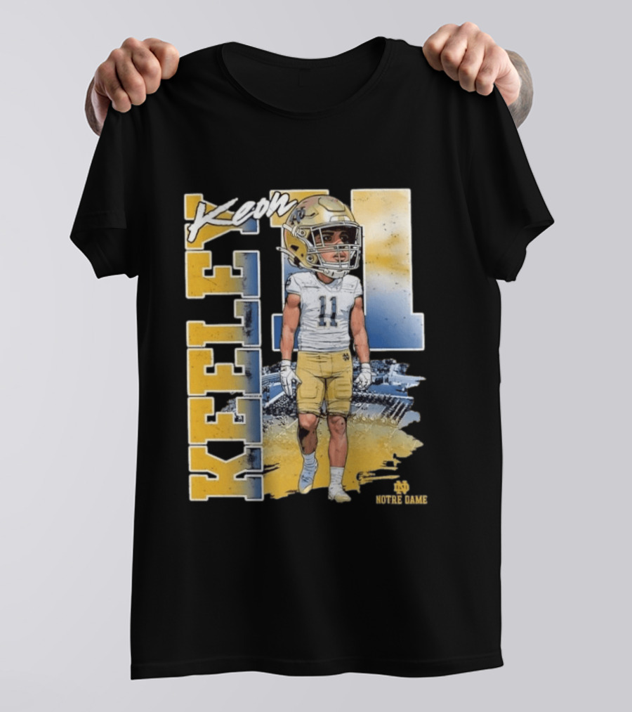 Notre Dame Fighting Irish Keon Keeley No 11 NCAA Football Caricature T-Shirt
