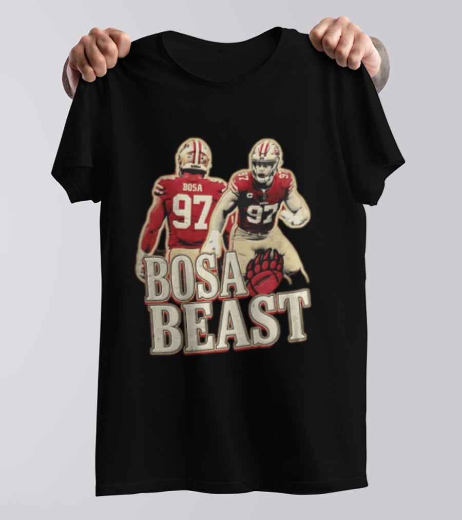 San Francisco 49ers Nick Bosa Beast Bear Claw Football Player 97 T-Shirt