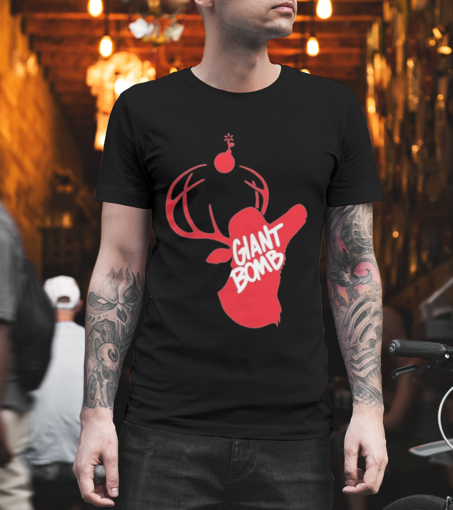 Giant Bomb Red Deer Antlers With Bomb T-Shirt