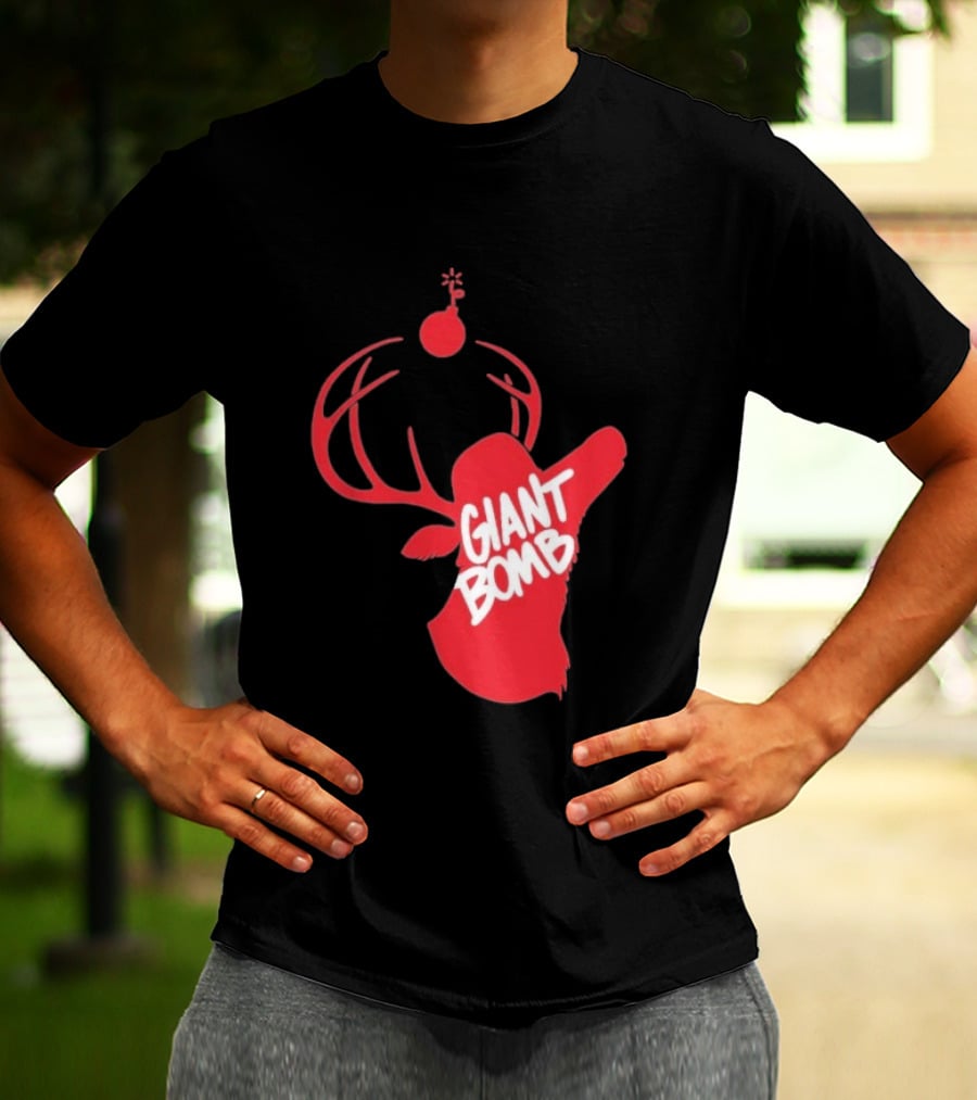 Giant Bomb Red Deer Antlers With Bomb T-Shirt