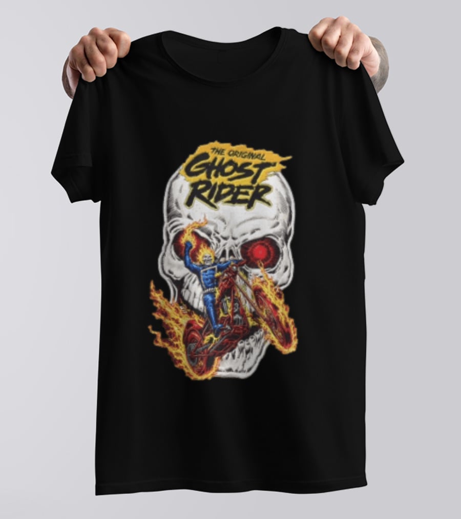 The Original Ghost Rider Flaming Skull Motorcycle Rider T-Shirt