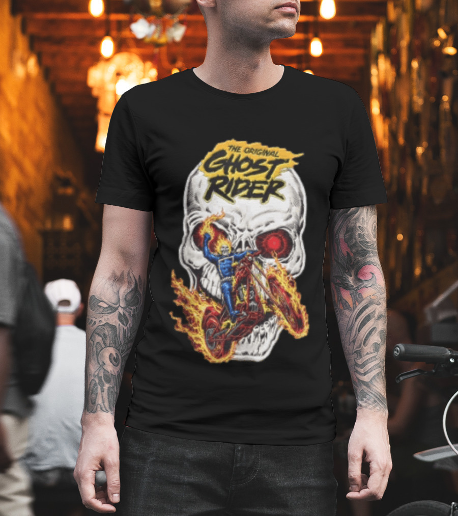 The Original Ghost Rider Flaming Skull Motorcycle Rider T-Shirt