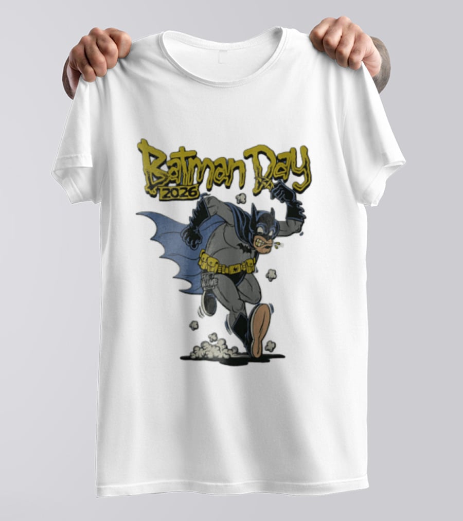 Batman Day 2026 Cartoon Running With Batarang T-Shirt