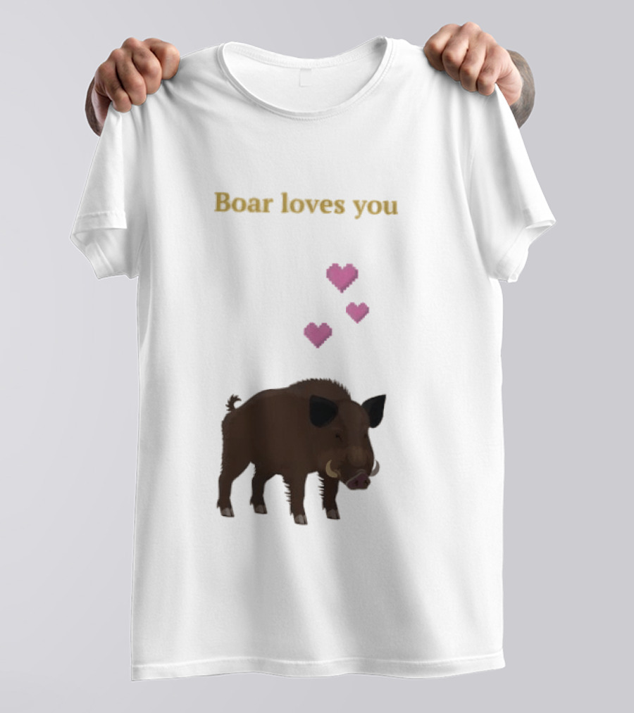 Boar Loves You With Pink Hearts T-Shirt