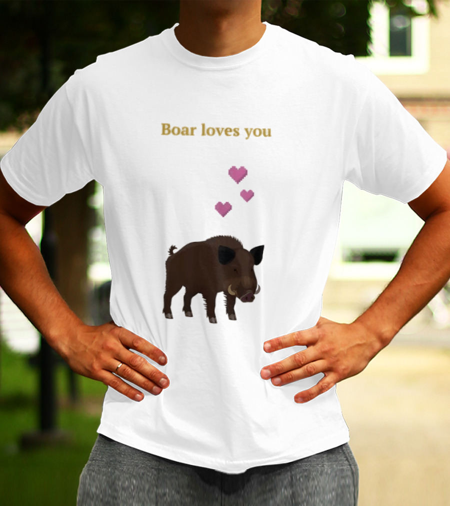 Boar Loves You With Pink Hearts T-Shirt