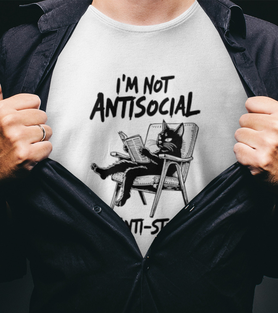 I'm Not Antisocial I'm Anti Stupid Cat Chair T-Shirt