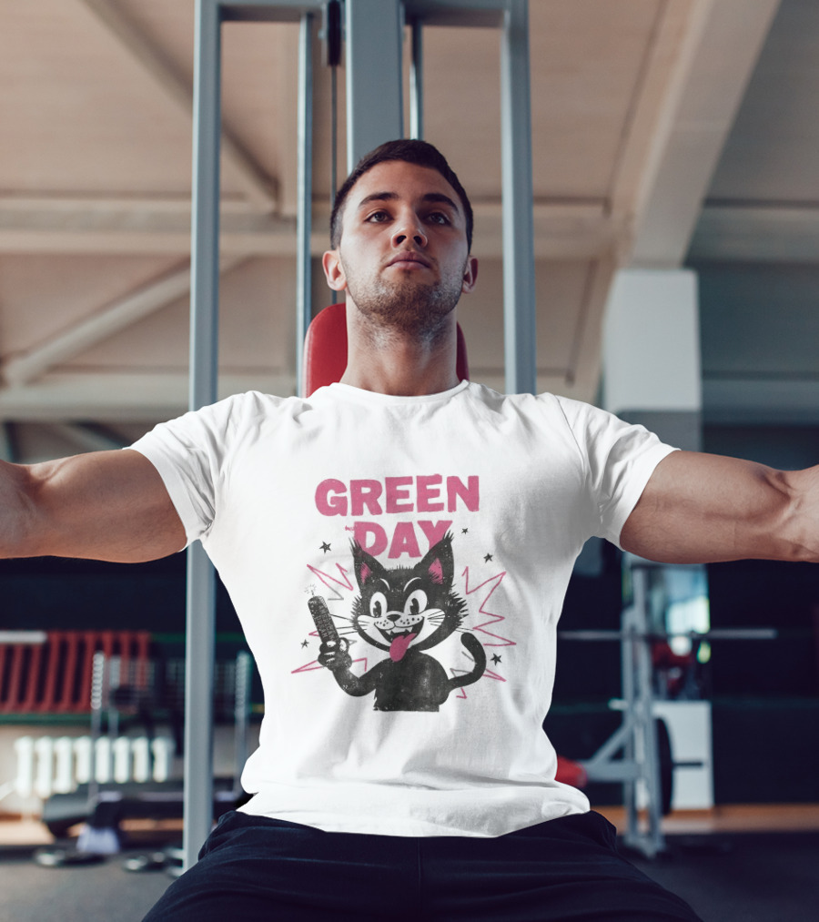 Green Day American Dream Dynamite Cat With Cartoon Dynamite T-Shirt