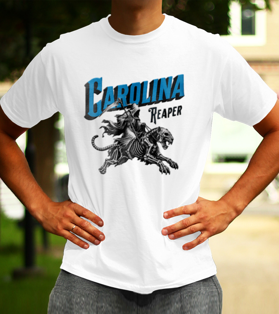 Carolina Reaper Grim Reaper Riding Skeleton Panther T-Shirt