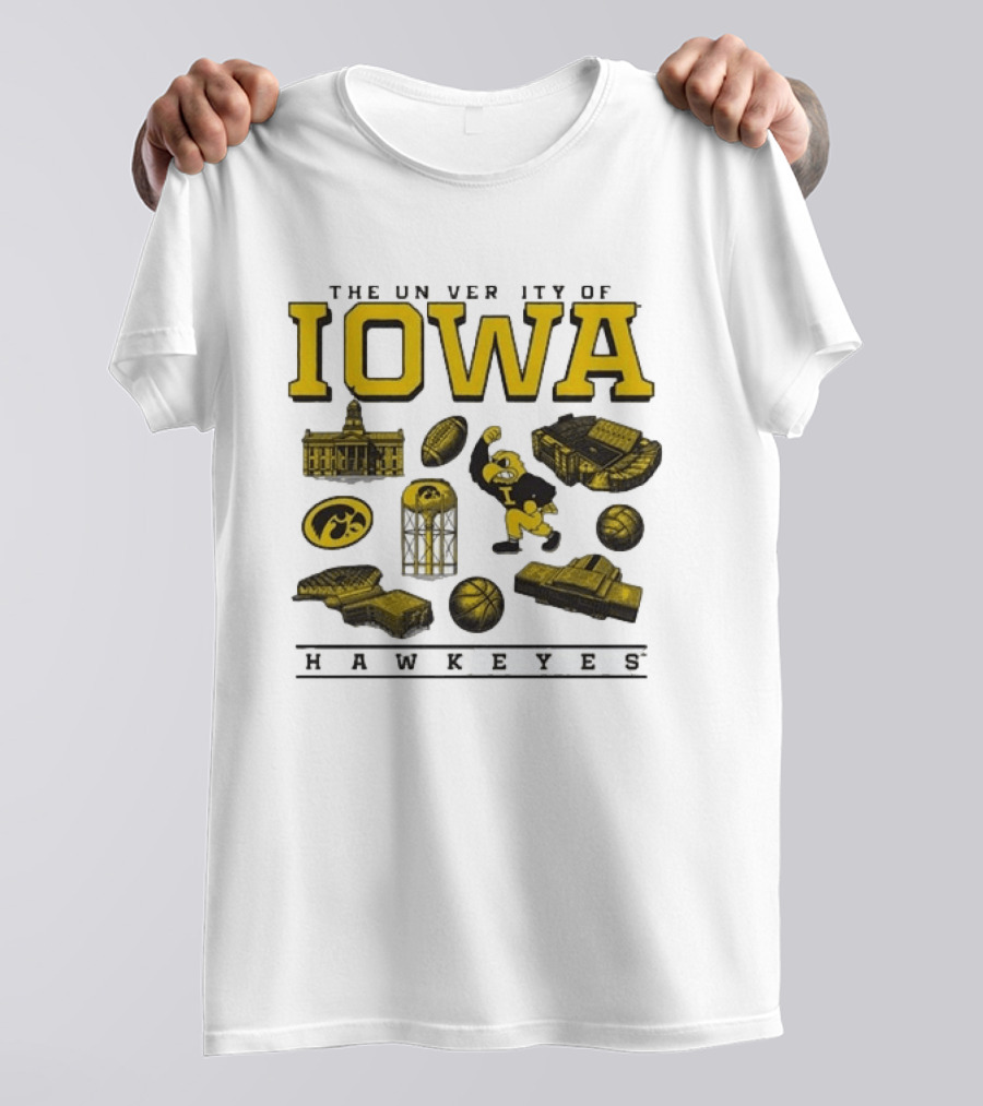 The University Of Iowa Hawkeyes Football Iconography Island T-Shirt