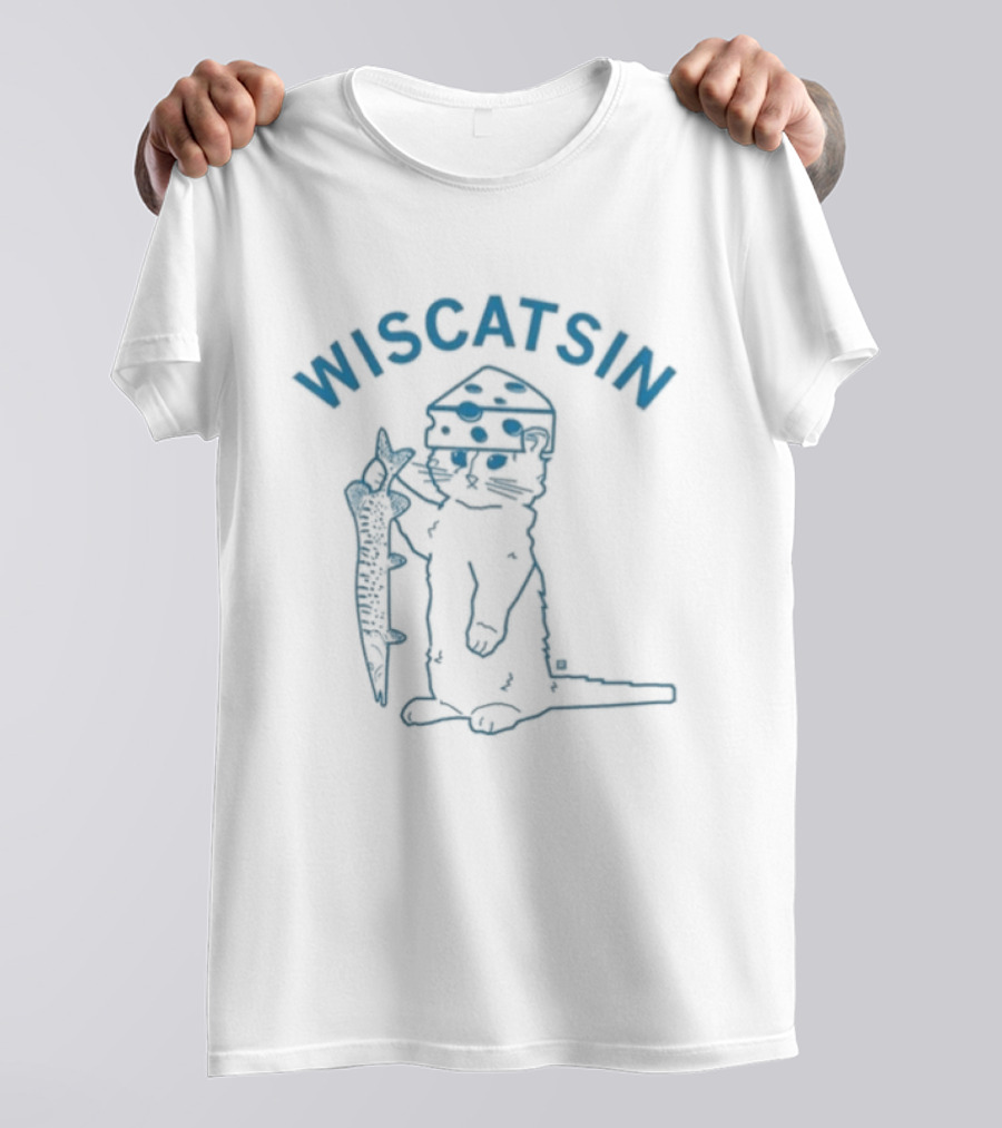 Wiscatsin Cat With Fish Illustration By Raygun T-Shirt