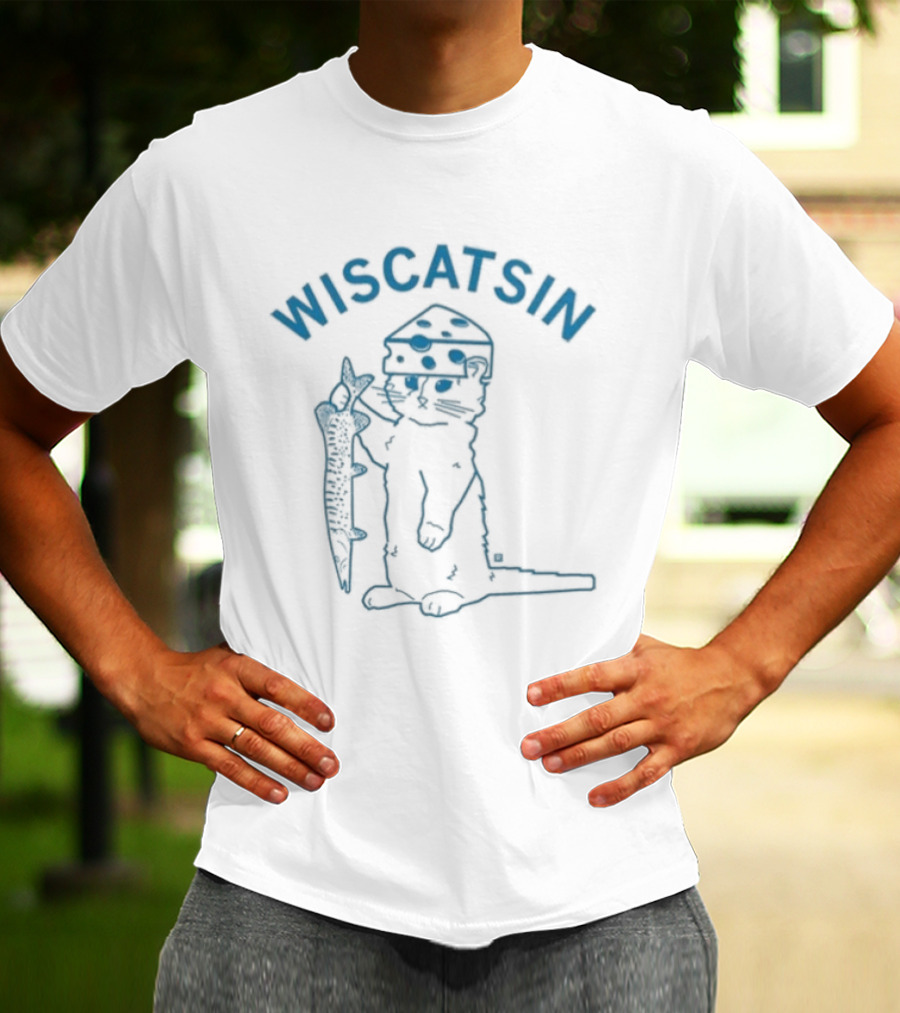 Wiscatsin Cat With Fish Illustration By Raygun T-Shirt
