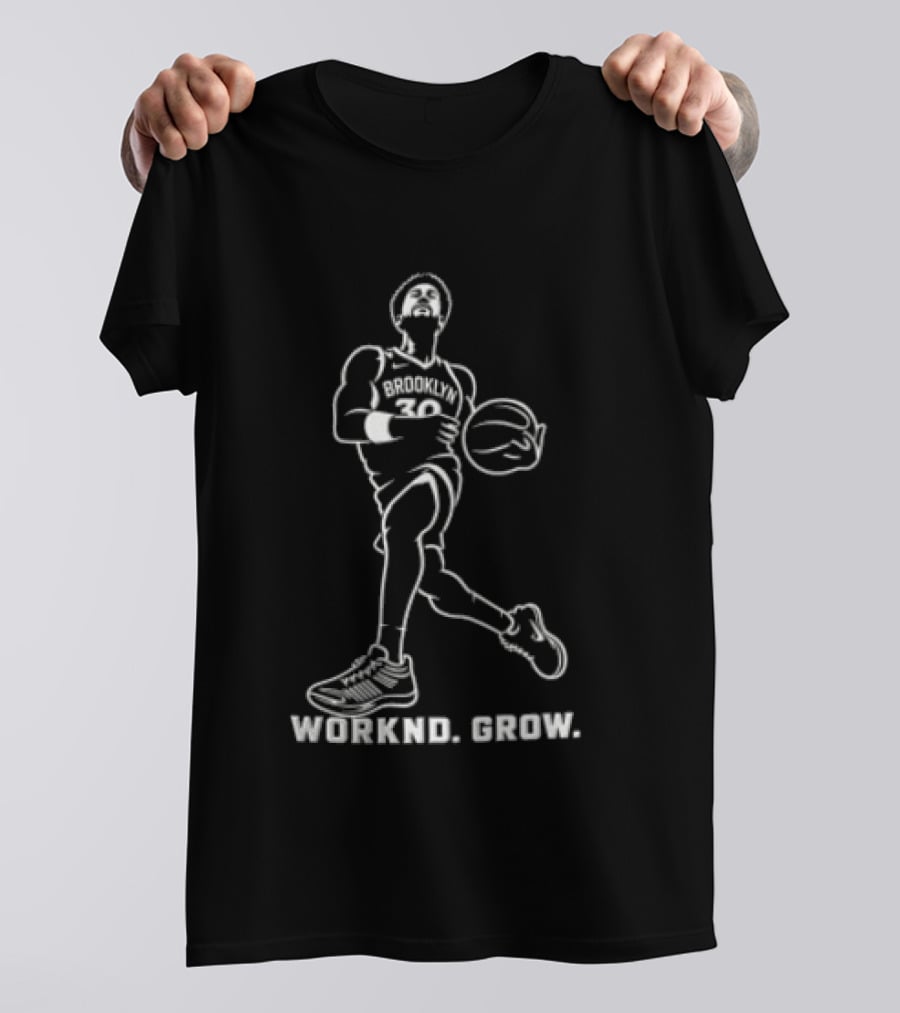 Brooklyn Nets Julius Randle Worknd Grow Basketball Player Dribbling Ball T-Shirt