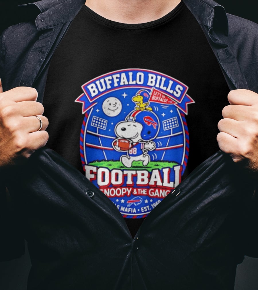Buffalo Bills Football Snoopy & The Gang Bills Mafia Est 1960 Let's Go Buffalo T-Shirt