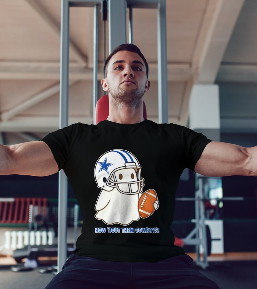 Dallas Cowboys How 'Bout Them Cowboys Halloween Ghost Football Star Helmet Football T-Shirt