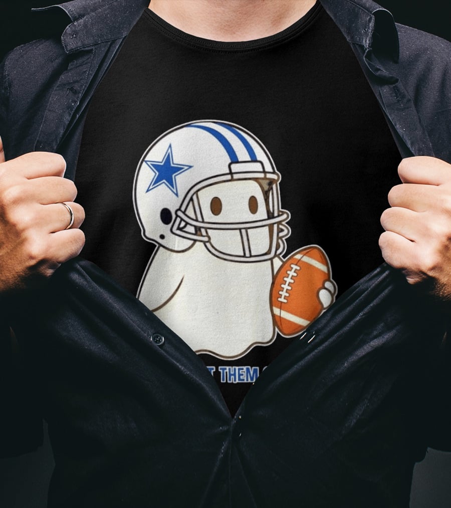 Dallas Cowboys How 'Bout Them Cowboys Halloween Ghost Football Star Helmet Football T-Shirt