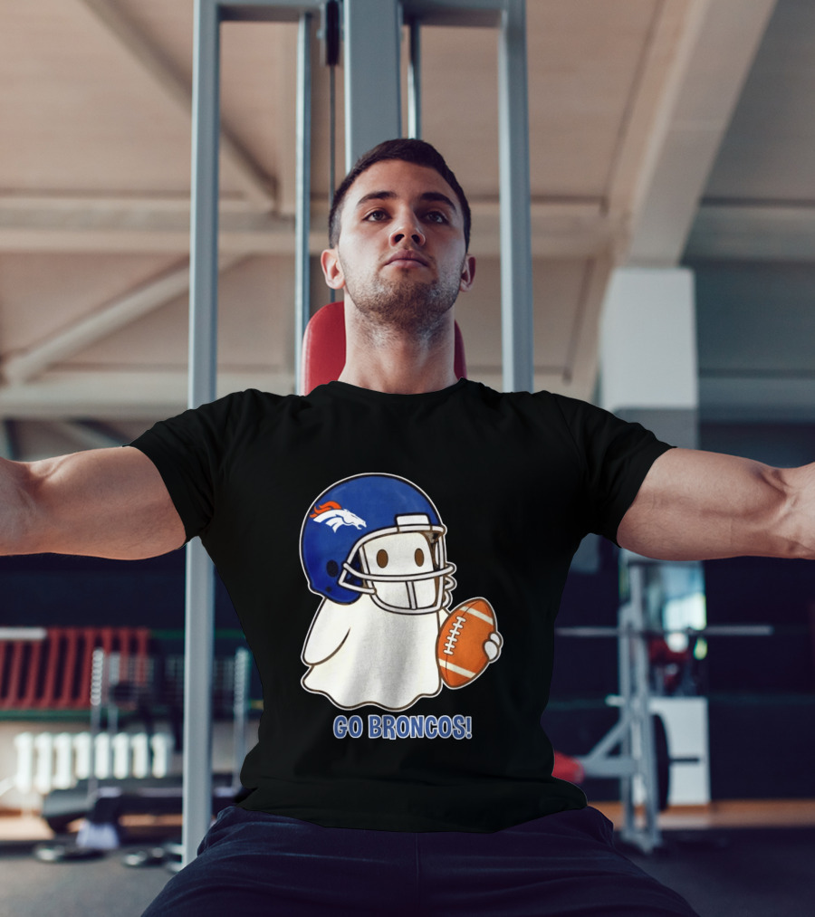Denver Broncos Halloween Ghost Football Go Broncos T-Shirt