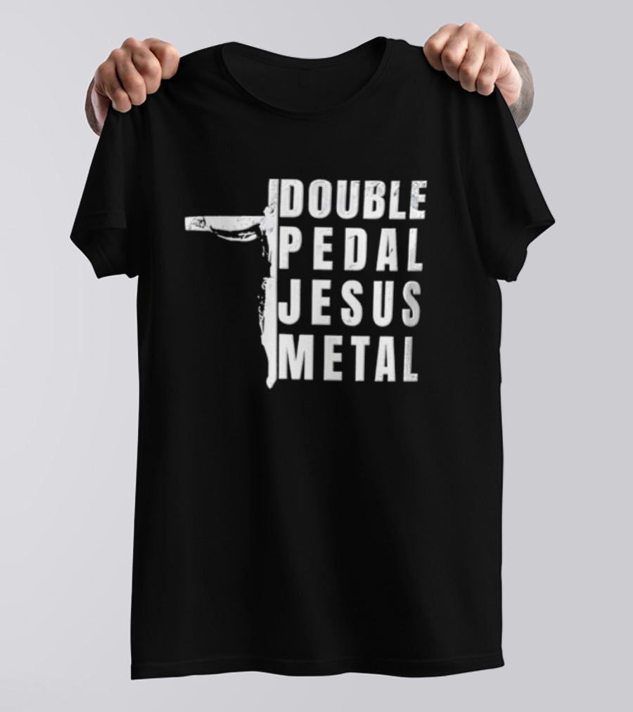 Double Pedal Jesus Metal Crucifix Shape Grunge T-Shirt