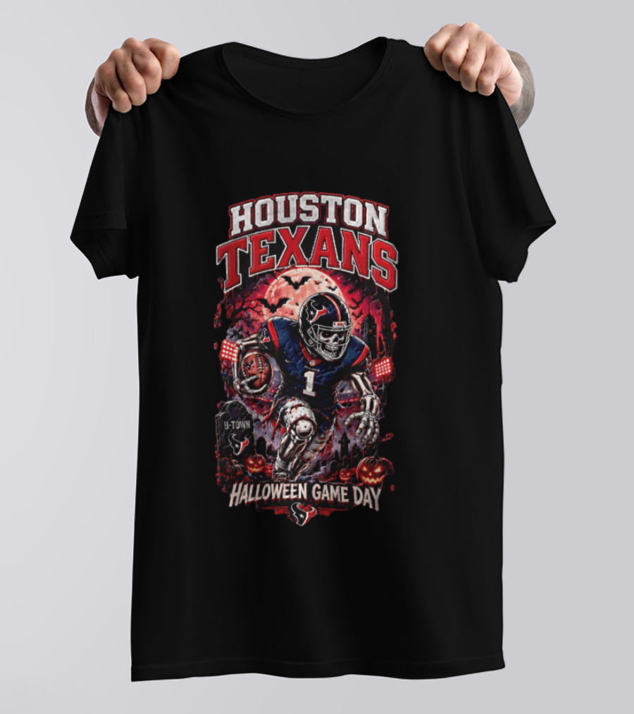 Halloween Game Day Houston Texans Never Fear The Night H Town Football T-Shirt