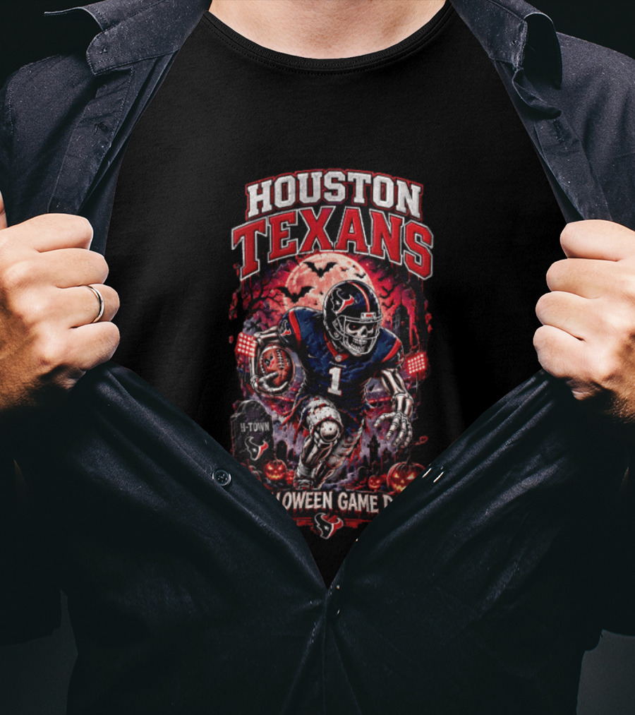 Halloween Game Day Houston Texans Never Fear The Night H Town Football T-Shirt