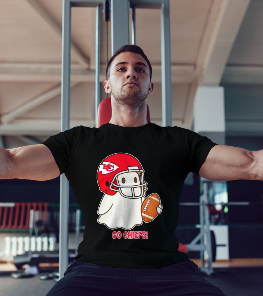 Kansas City Chiefs Go Chiefs Halloween Ghost Football Helmet T-Shirt