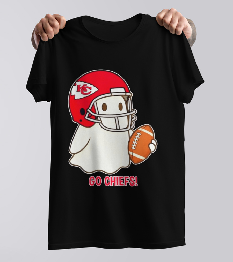 Kansas City Chiefs Go Chiefs Halloween Ghost Football Helmet T-Shirt