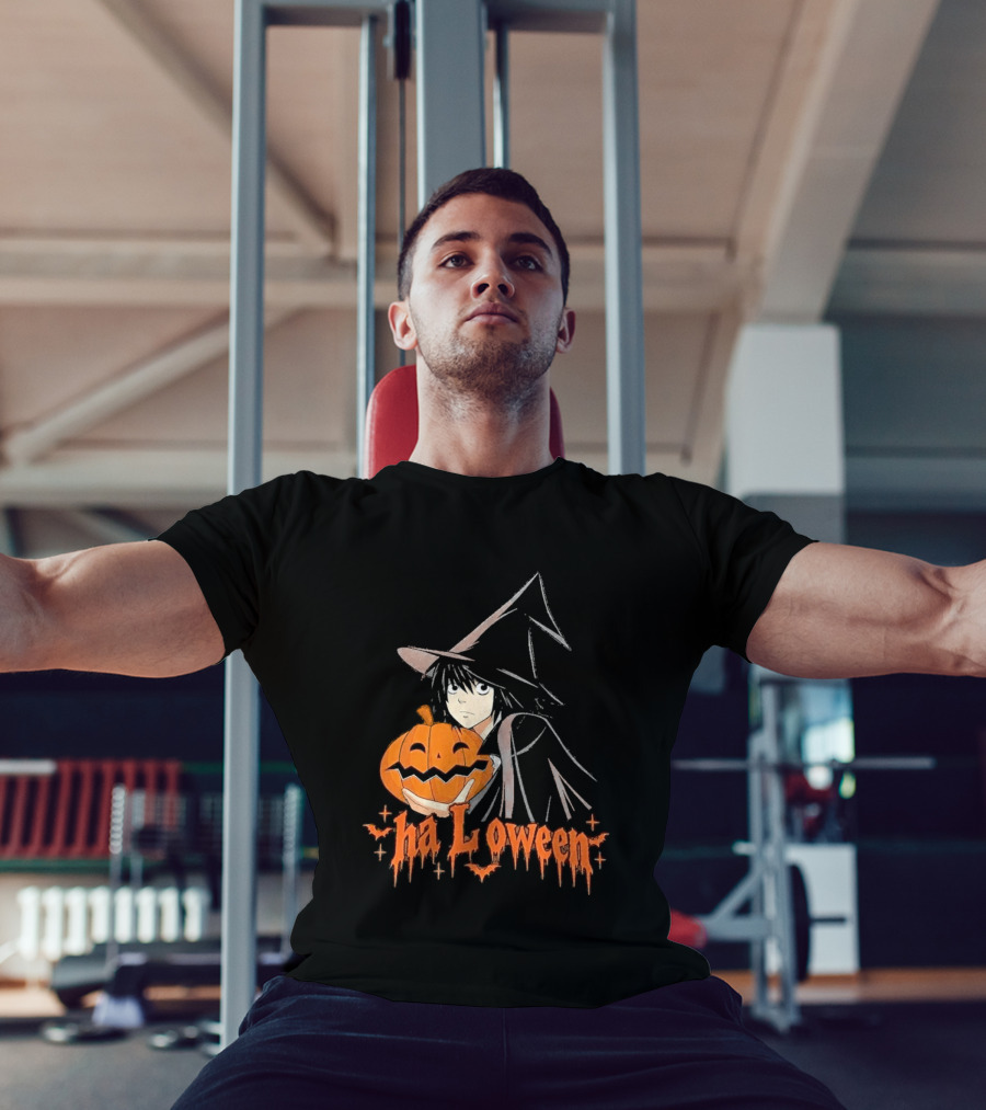 L Lawliet Witch With Pumpkin Halloween Death Note Anime T-Shirt