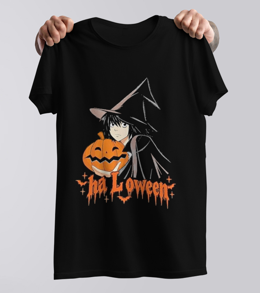 L Lawliet Witch With Pumpkin Halloween Death Note Anime T-Shirt