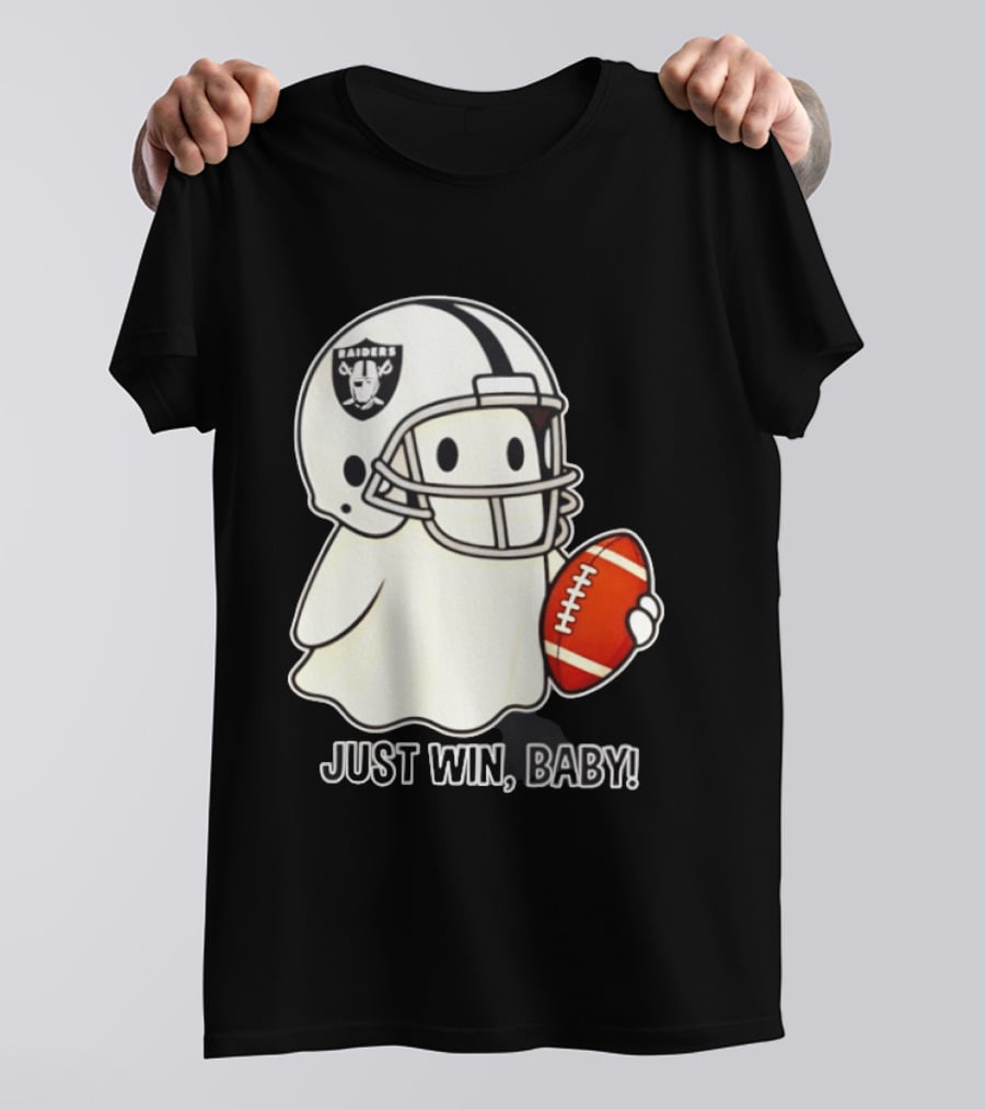 Las Vegas Raiders Just Win Baby Ghost Football Halloween 2026 T-Shirt