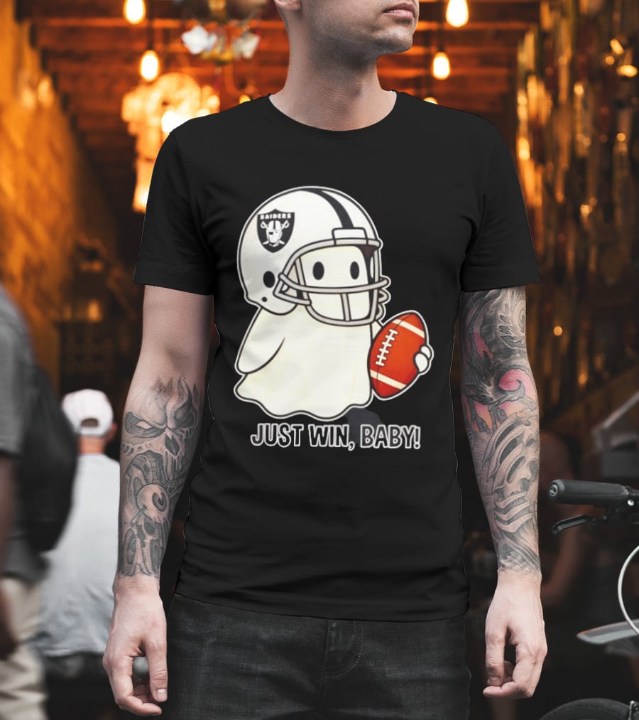 Las Vegas Raiders Just Win Baby Ghost Football Halloween 2026 T-Shirt