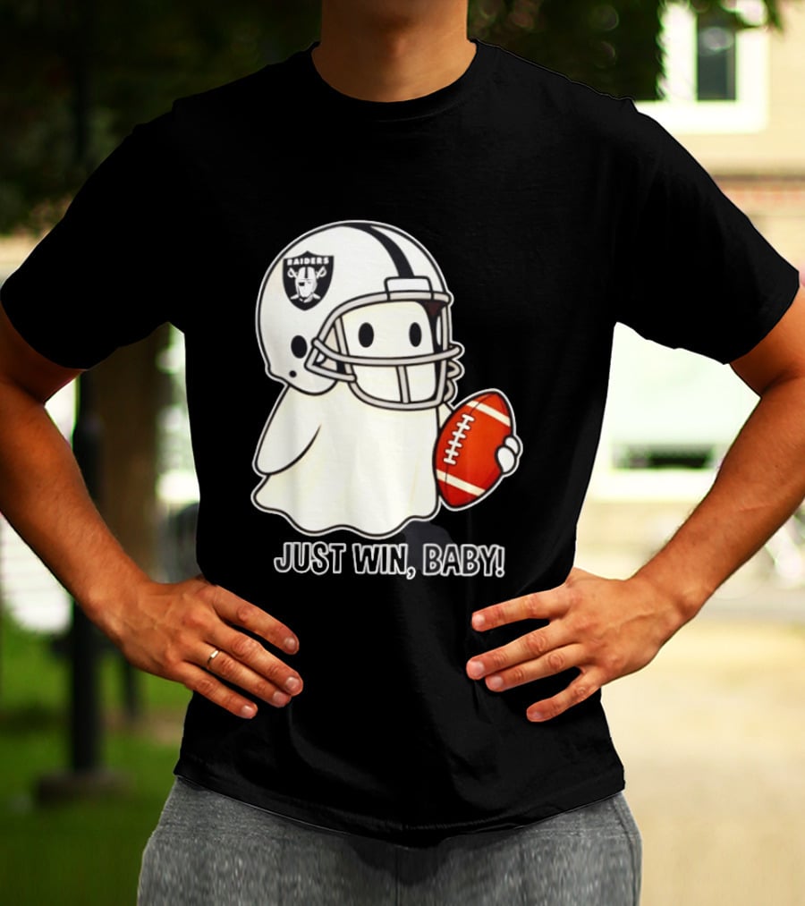 Las Vegas Raiders Just Win Baby Ghost Football Halloween 2026 T-Shirt