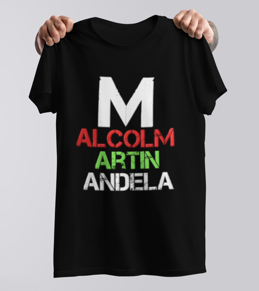 Malcolm Martin Mandela Distressed Stacked T-Shirt