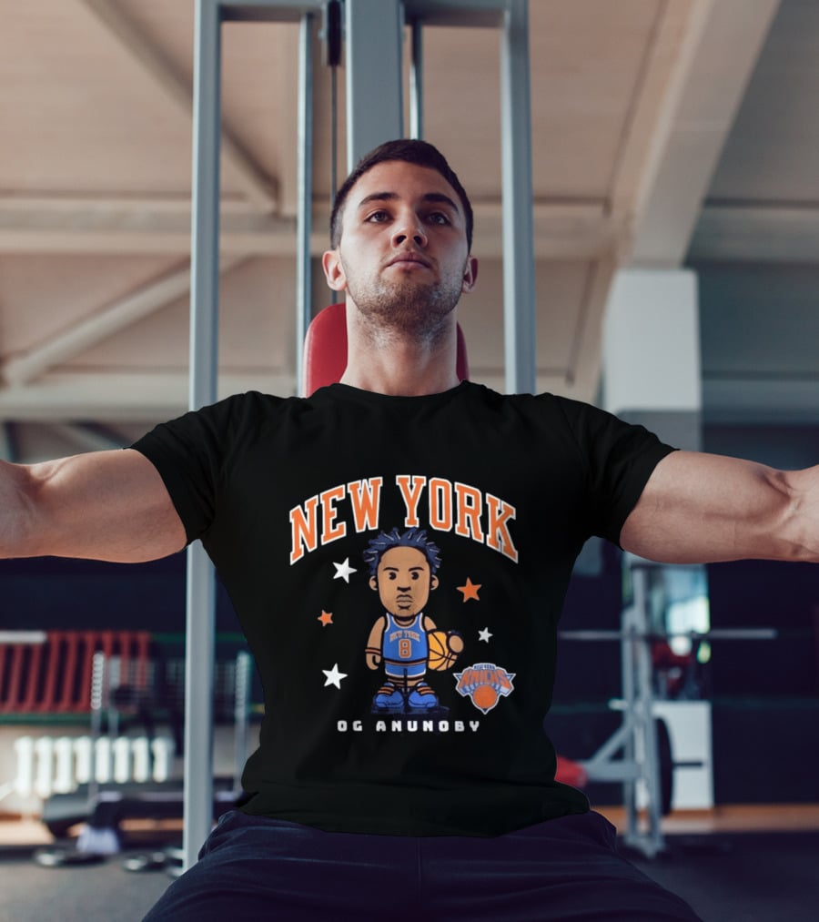 New York Knicks OG Anunoby No 8 Basketball Cartoon Stars T-Shirt
