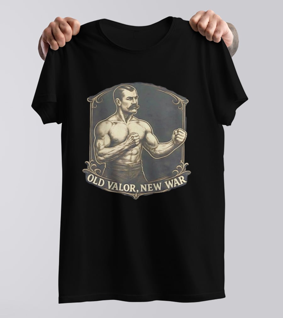 Old Valor New War Mustachioed Boxer T-Shirt