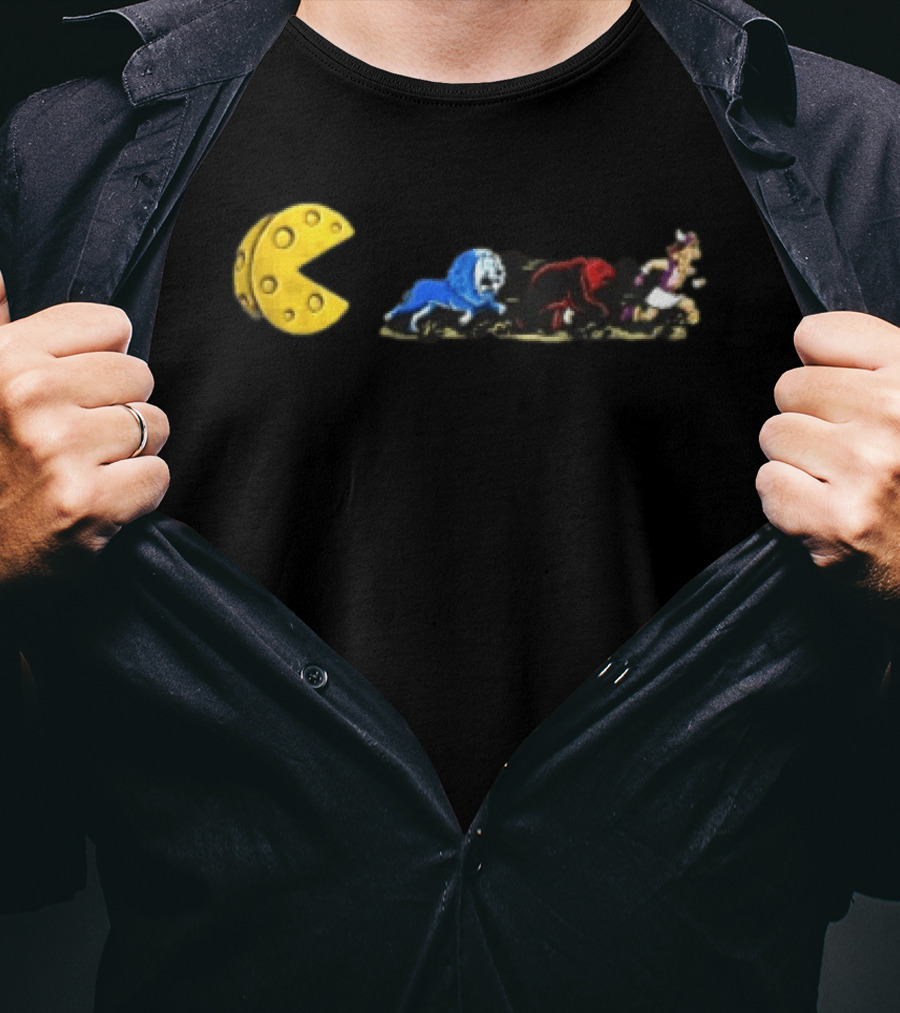 Pac Man Cheese Chasing Lions Bear And Hercules Journey T-Shirt
