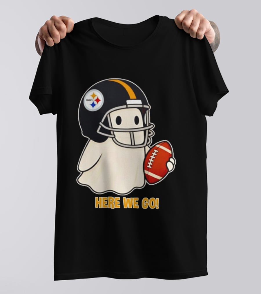 Pittsburgh Steelers Halloween Ghost Football Here We Go 2026 T-Shirt