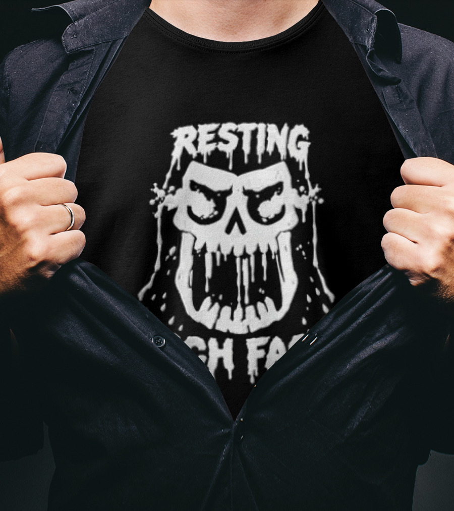 Resting Lich Face Dripping Skull White Ink T-Shirt