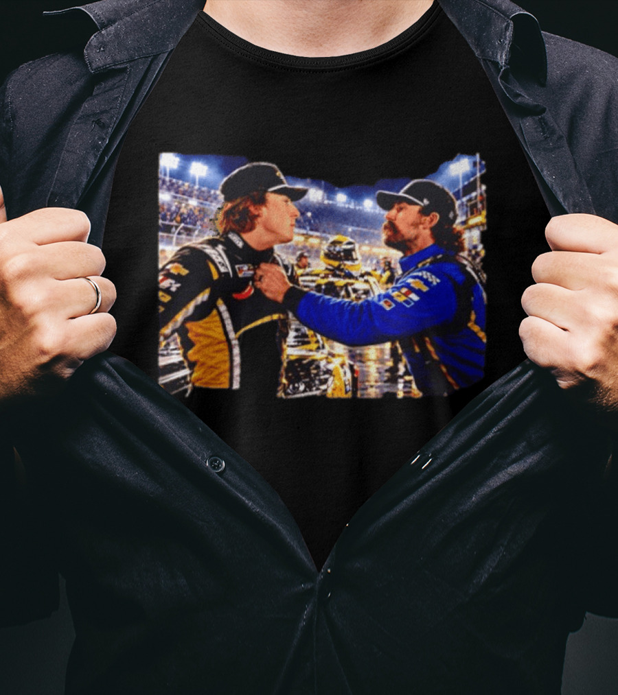 Ryan Blaney Carson Hocevar Confrontation NASCAR Race Night Scene T-Shirt