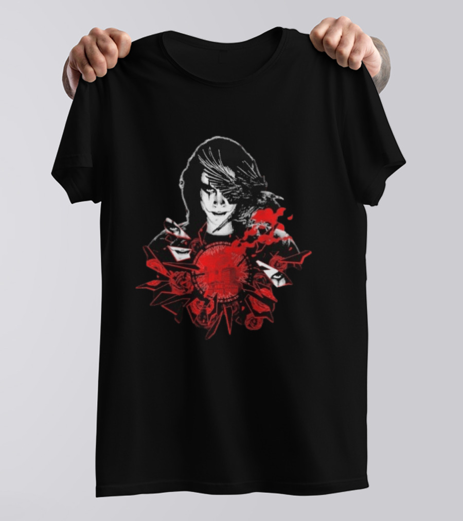 The Crow Shattered Love Red Roses And City Skyline T-Shirt