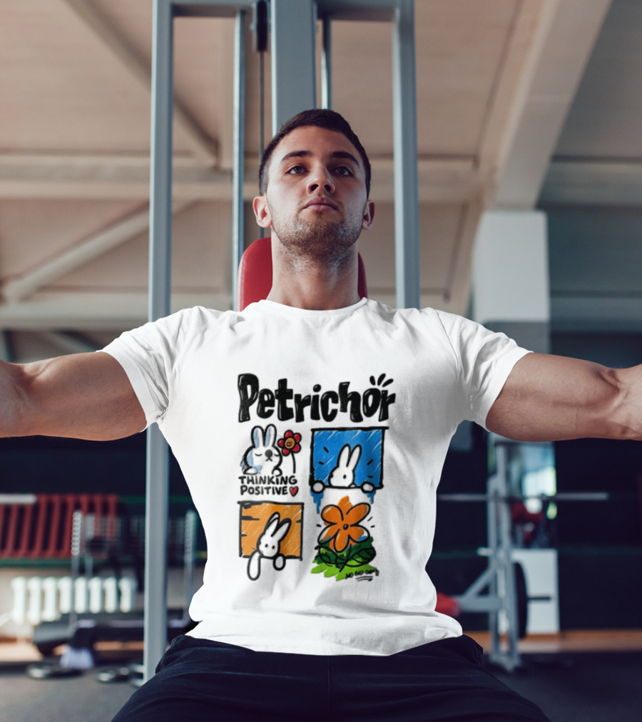 Petrichor Thinking Positive No Bad Day Bunny And Flowers T-Shirt