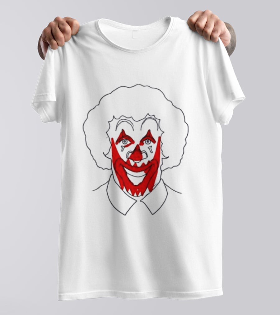 Asspizza Store Ronald Clown Face Drawing Red Lips White Collar T-Shirt