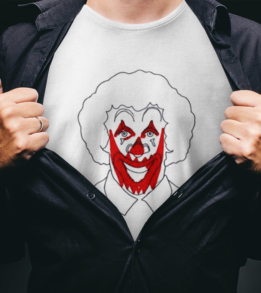 Asspizza Store Ronald Clown Face Drawing Red Lips White Collar T-Shirt