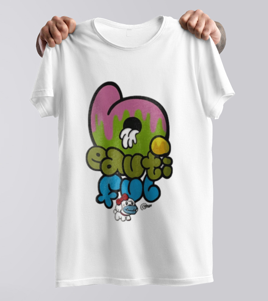 Beautiful Graffiti Lettering Dripping Paint Cartoon Dog With Spray Can T-Shirt