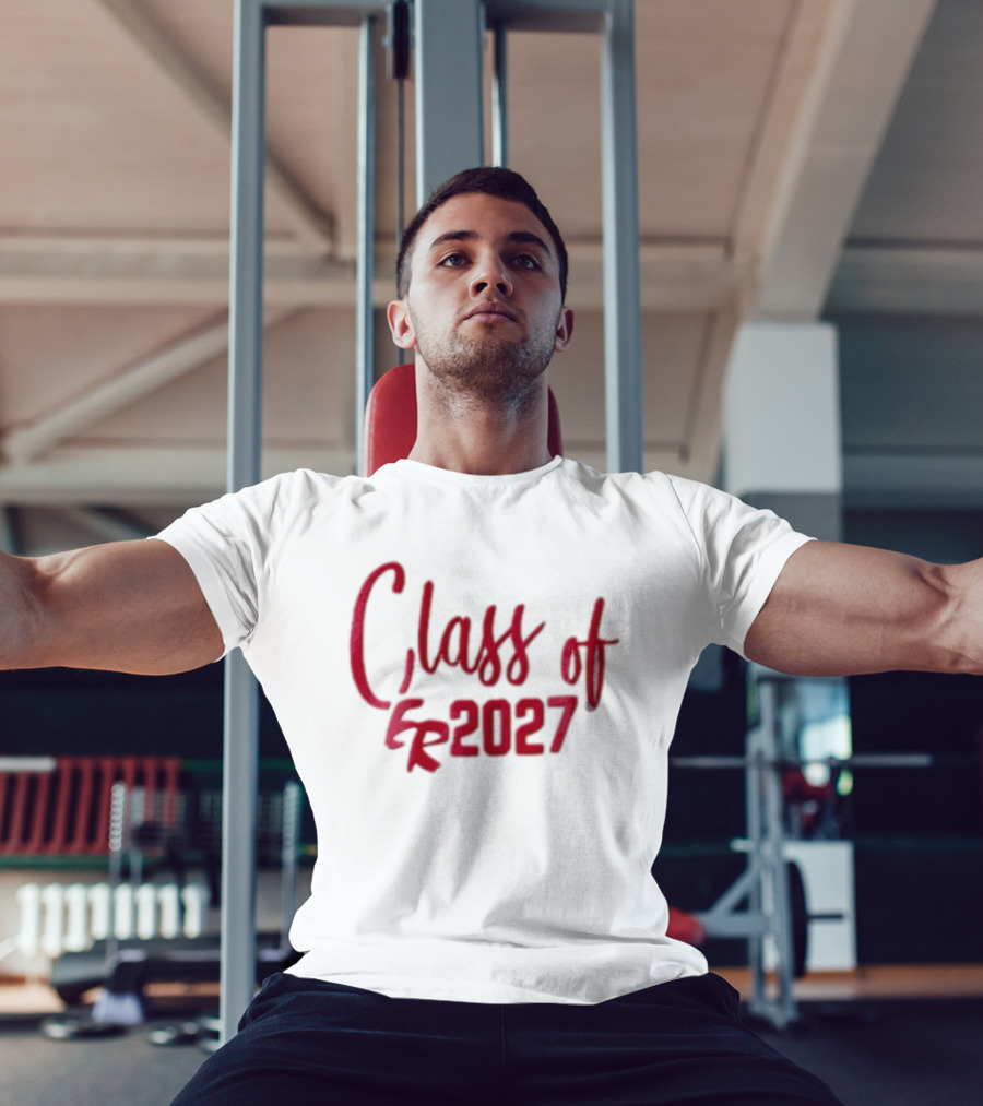 Class Of 2027 Red Script Numbers T-Shirt