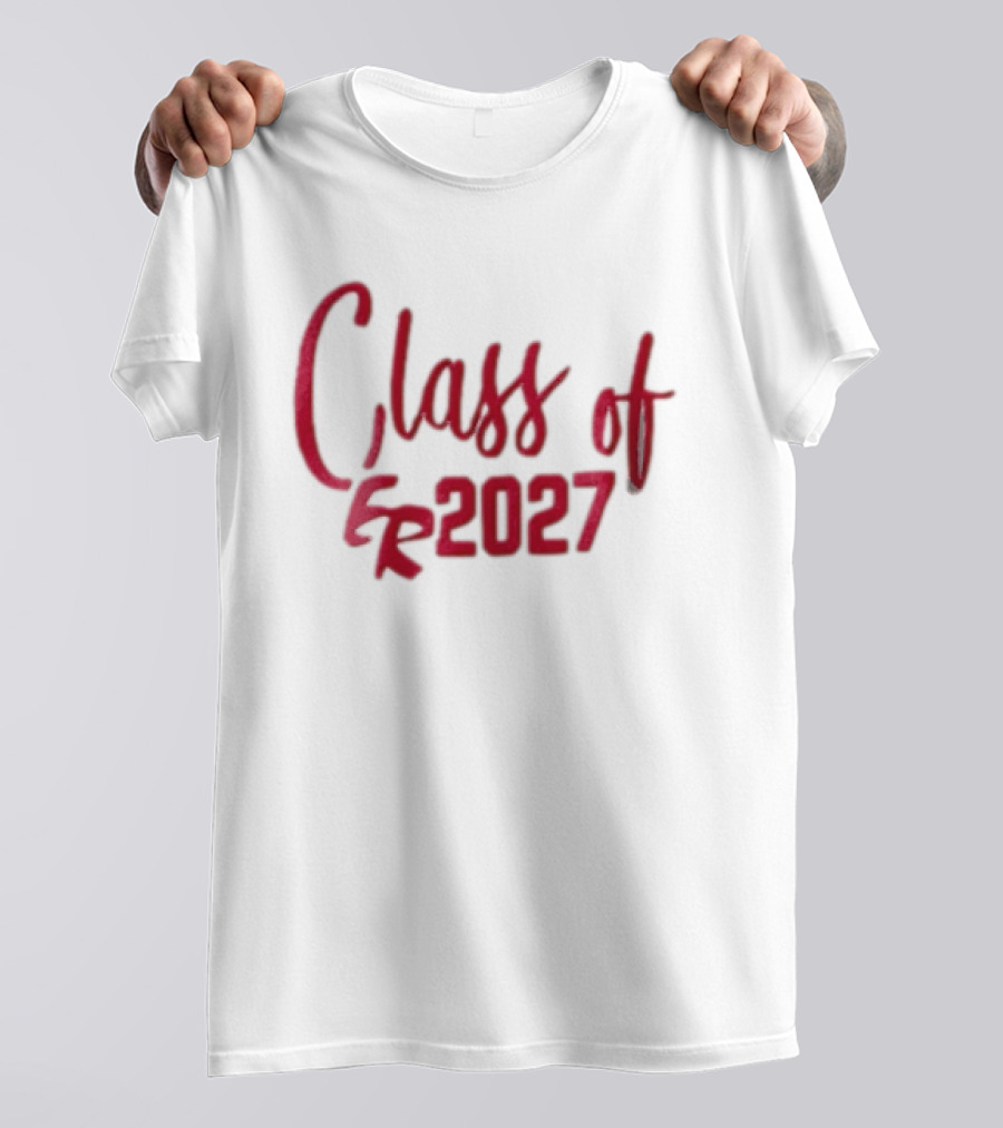 Class Of 2027 Red Script Numbers T-Shirt