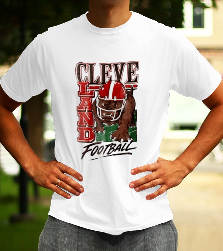 Cleveland Browns Bulldog Football Helmet Mascot Running T-Shirt