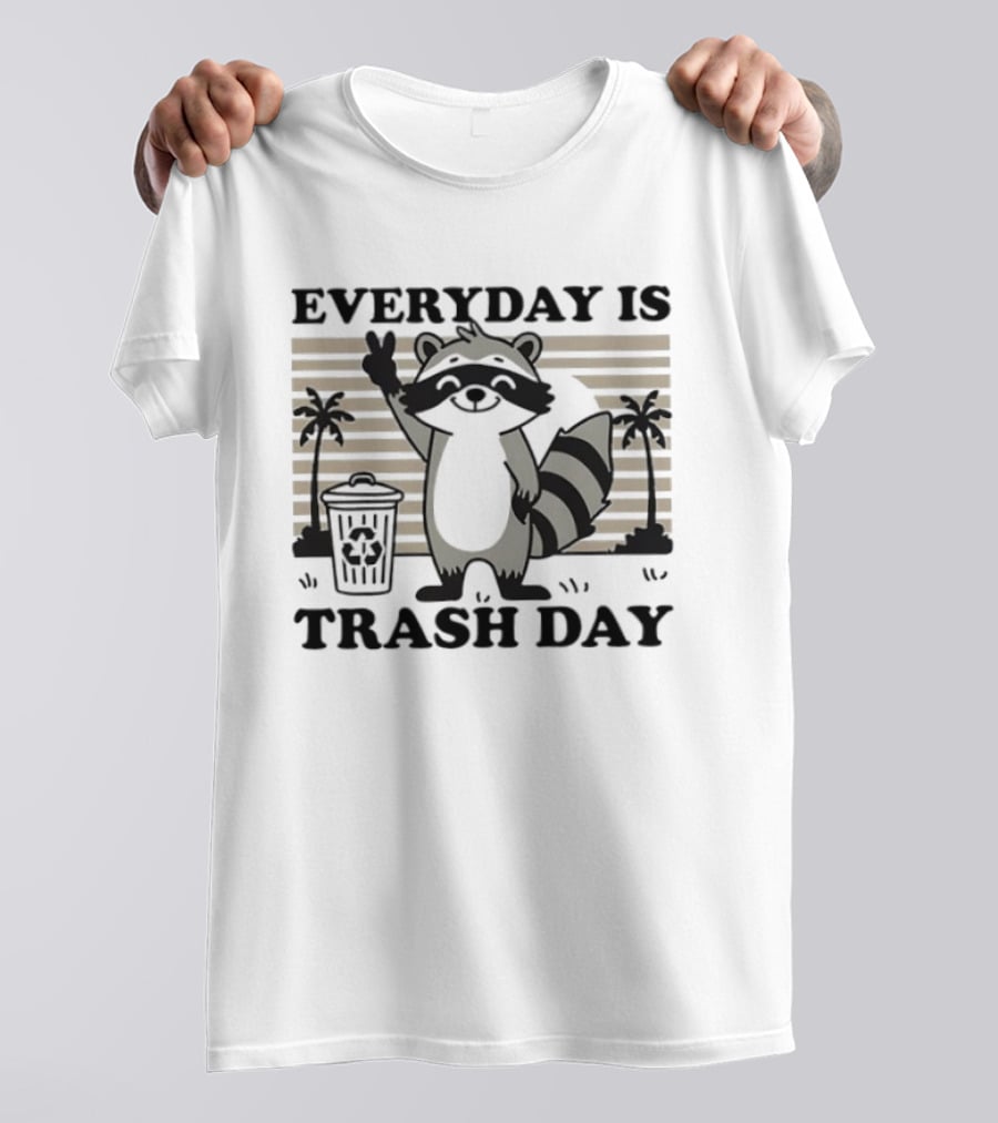EVERYDAY IS TRASH DAY Raccoon Peace Sign With Palm Trees T-Shirt