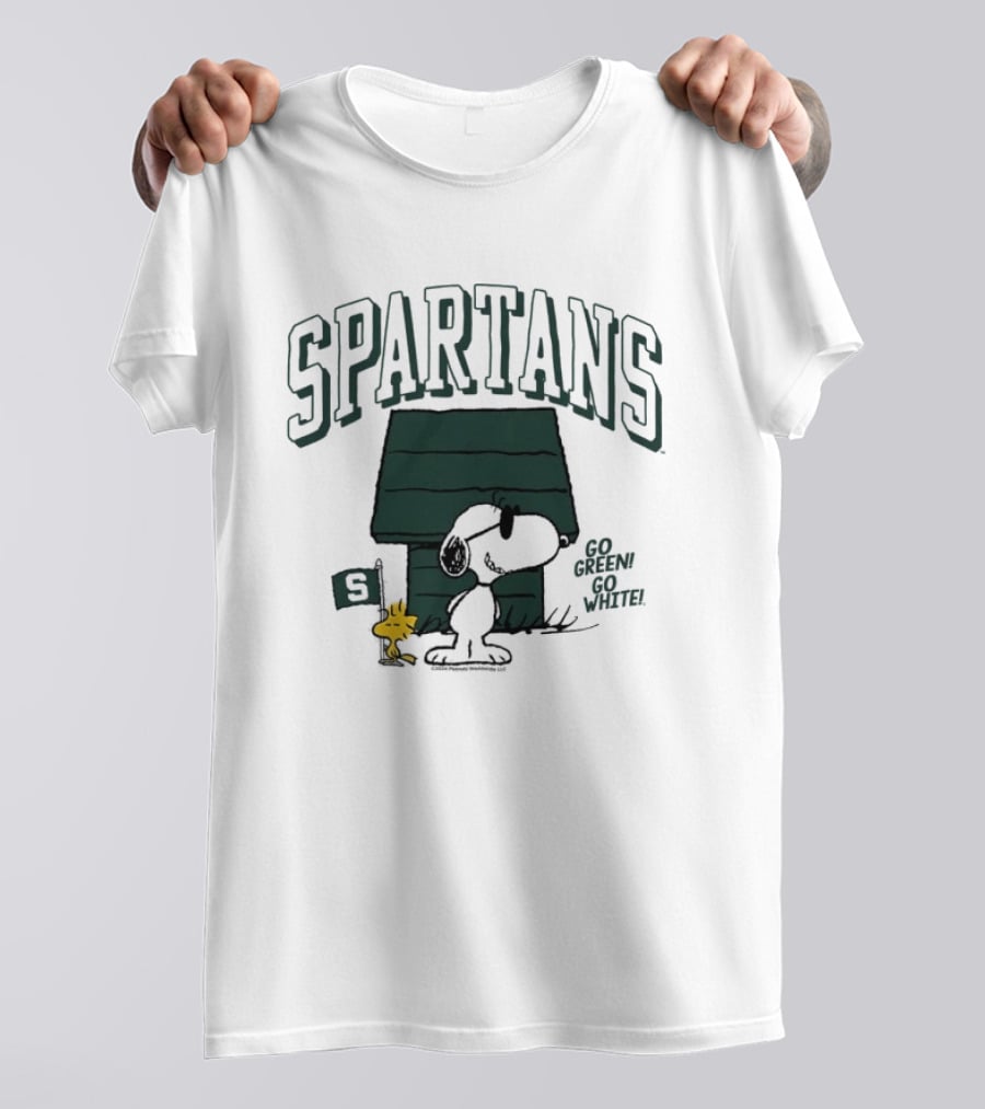 Spartans Snoopy Go Green Go White T-Shirt