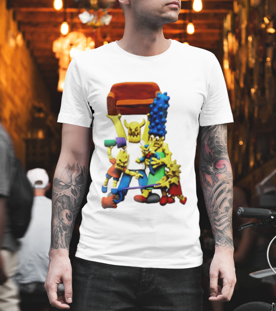 The Simpsons Claymation Family Couch Posing Scene T-Shirt